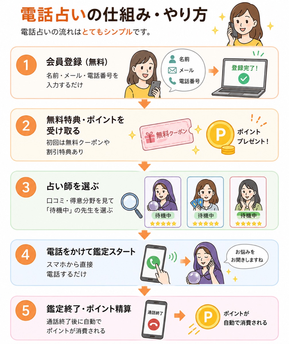 電話占いの仕組み・やり方5ステップ