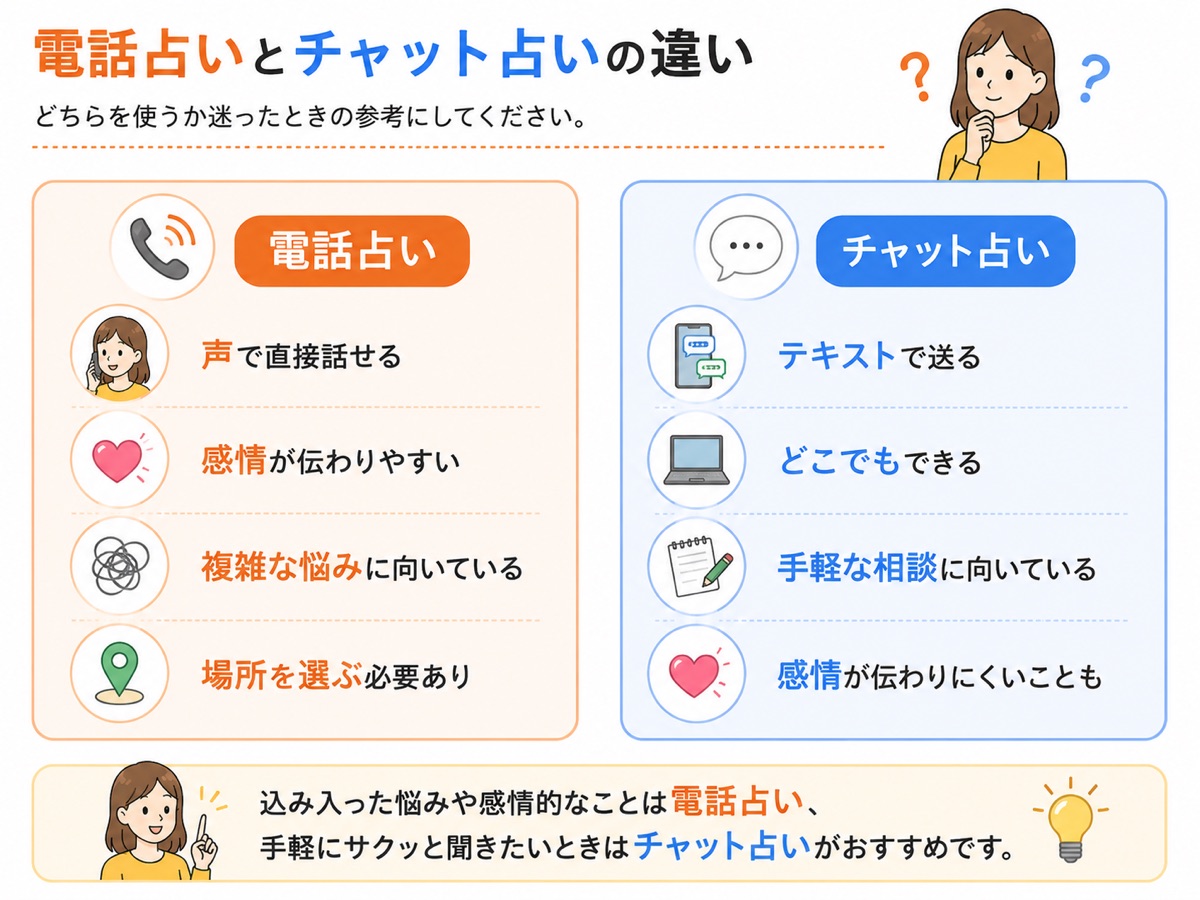 電話占いとチャット占いの違い