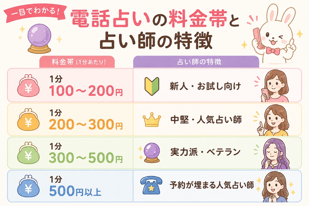 電話占い料金相場の図解
