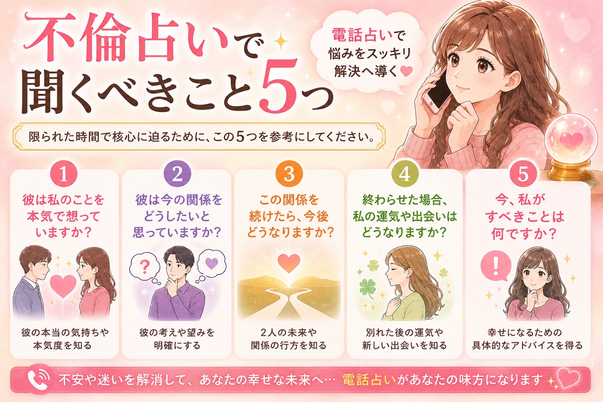 不倫占いで聞くべきこと5つ
