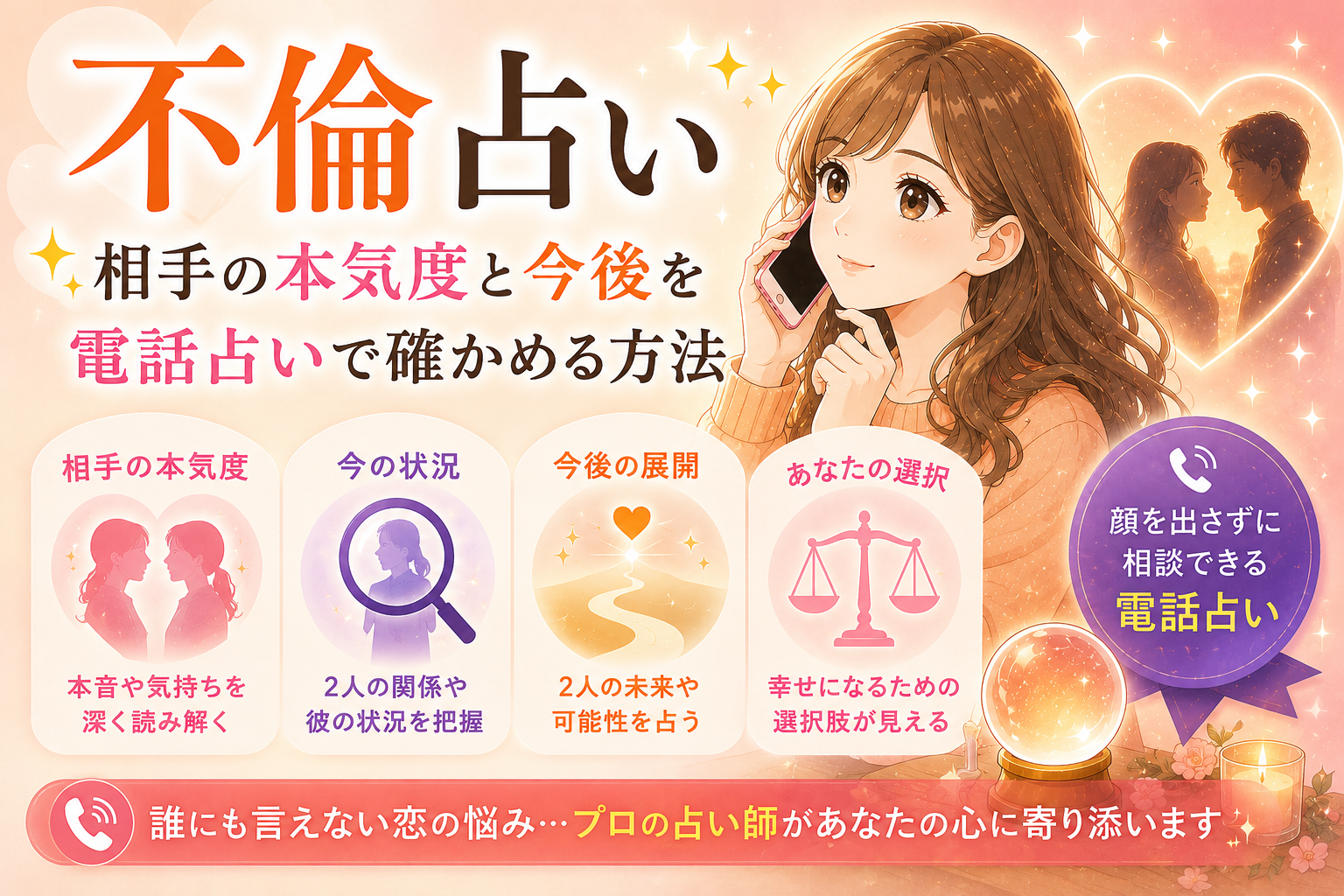 不倫占い｜相手の本気度と今後を電話占いで確かめる方法