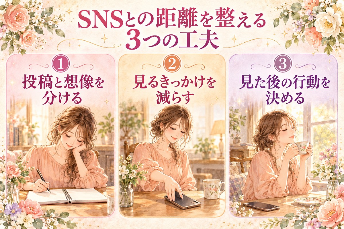 SNSとの距離を整える3つの工夫：投稿と想像を分ける、見るきっかけを減らす、見た後の行動を決める